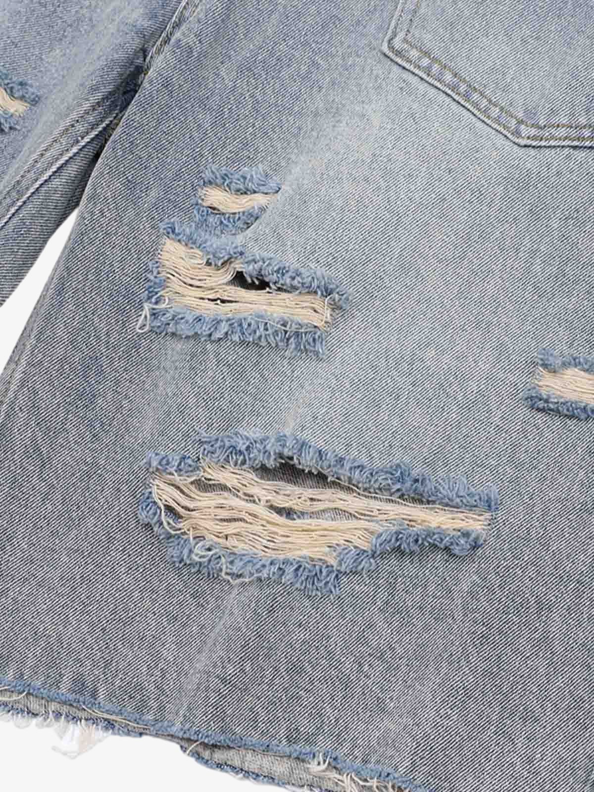 Distressed Ripped Denim Suit - 2460