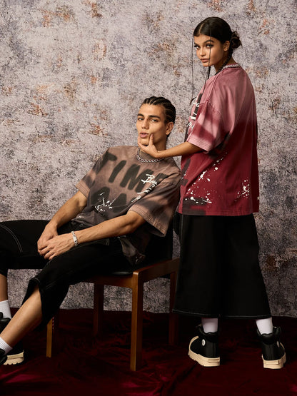 Camiseta Oversized Ink Splash Letter