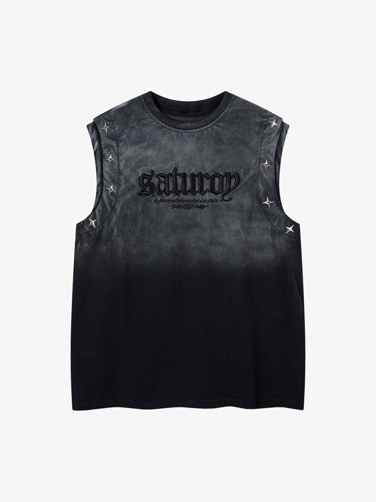 Gradient Embroidered Stars Tank Top - 2461