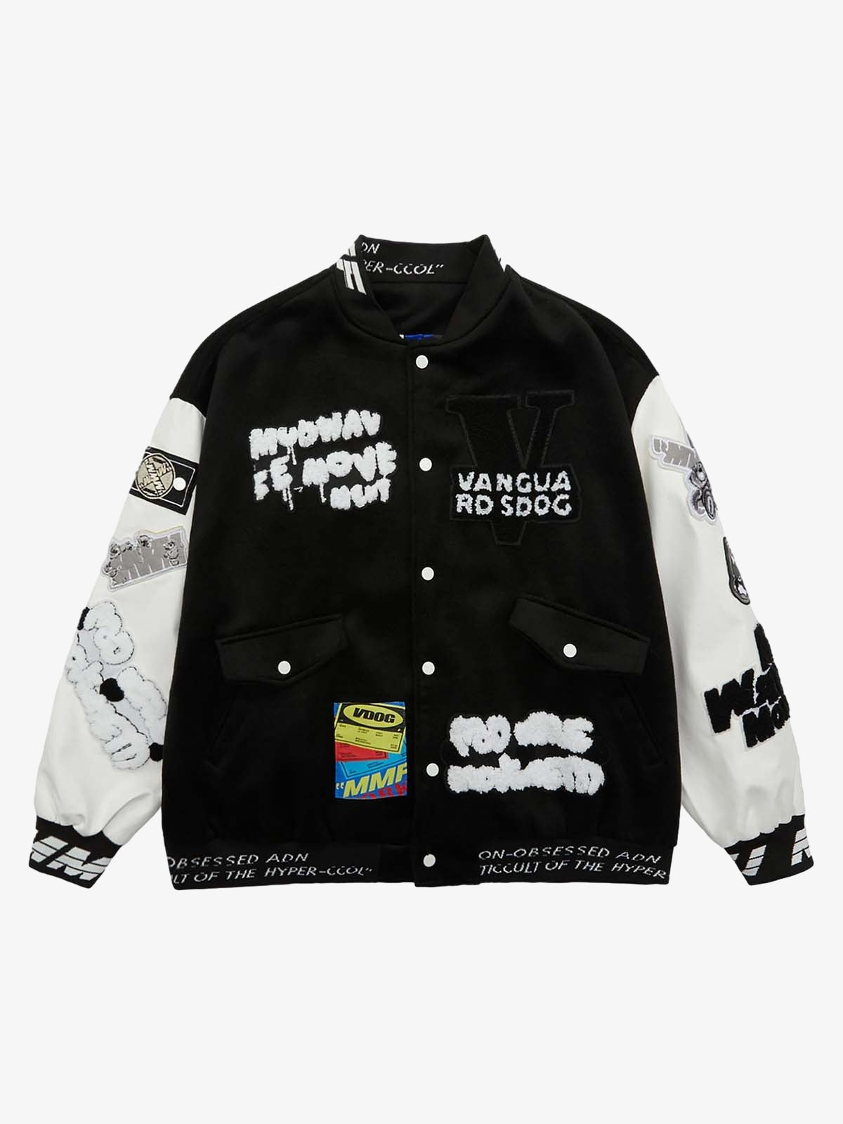 Jaqueta College Pink Terry Patch Baseball Jersey