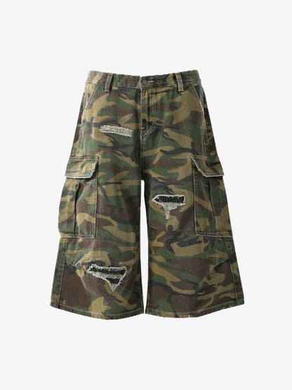 Shorts Retro Ripped Camouflage Cropped