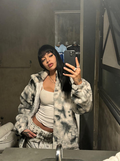 Jaqueta Heavy-Duty Faux Lambswool Tie-Dye Urban