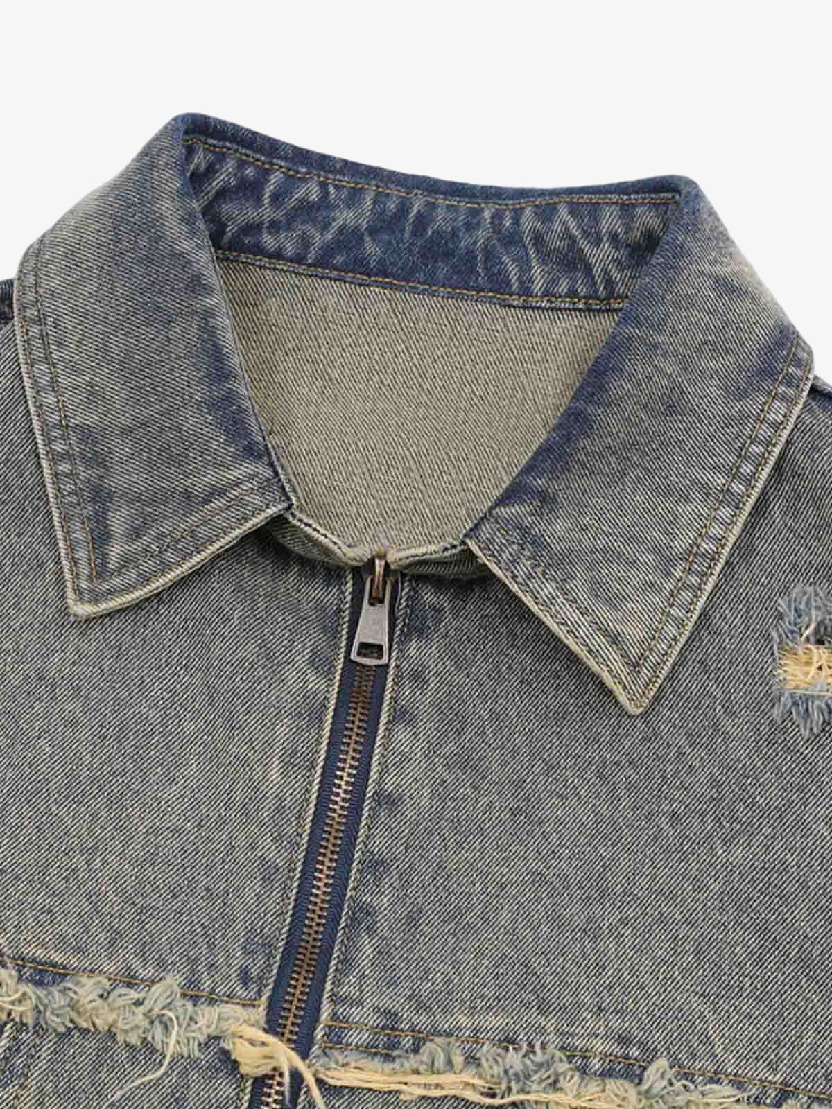 Distressed Ripped Denim Suit - 2460