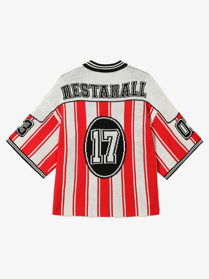 Camiseta Oversized Vintage Striped Baseball sleeved
