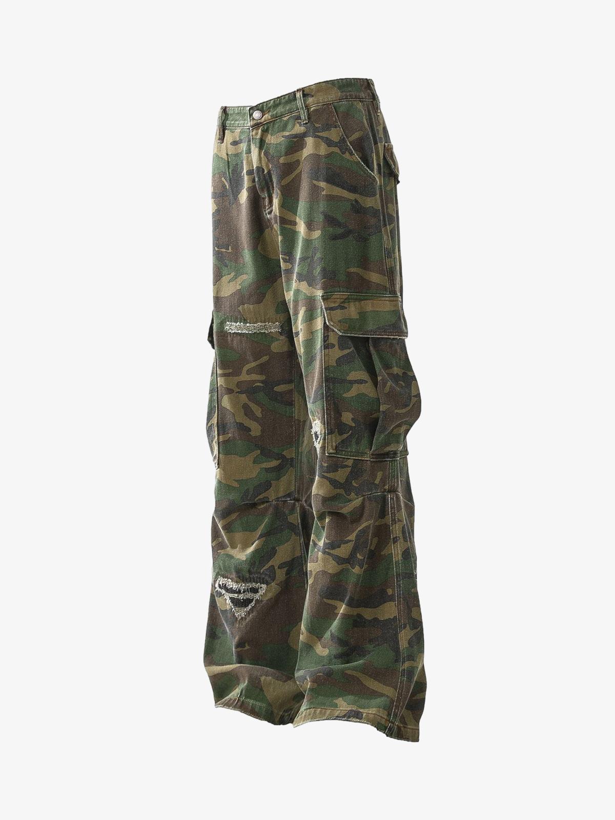 Calça Cargo Camouflage Flared