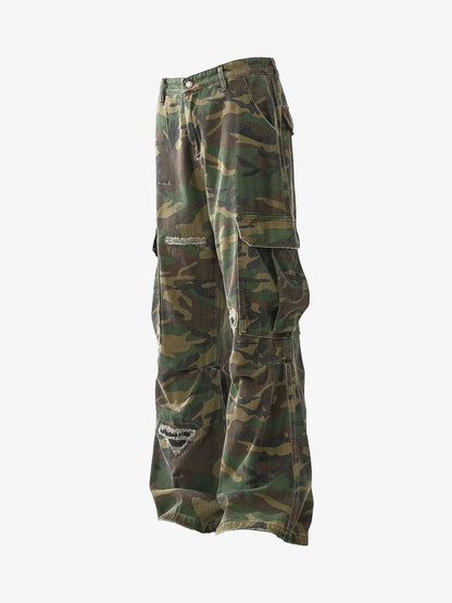 Calça Cargo Camouflage Flared
