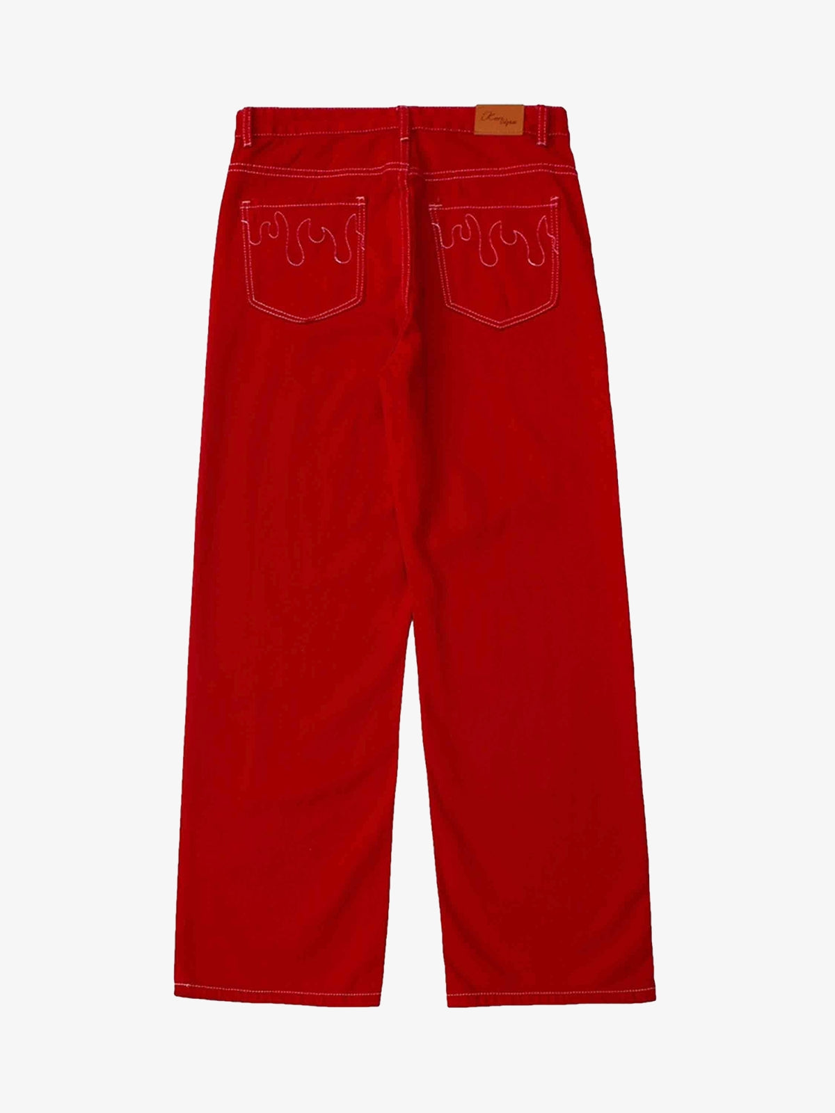 Calça Solid Color Casual Jeans Red