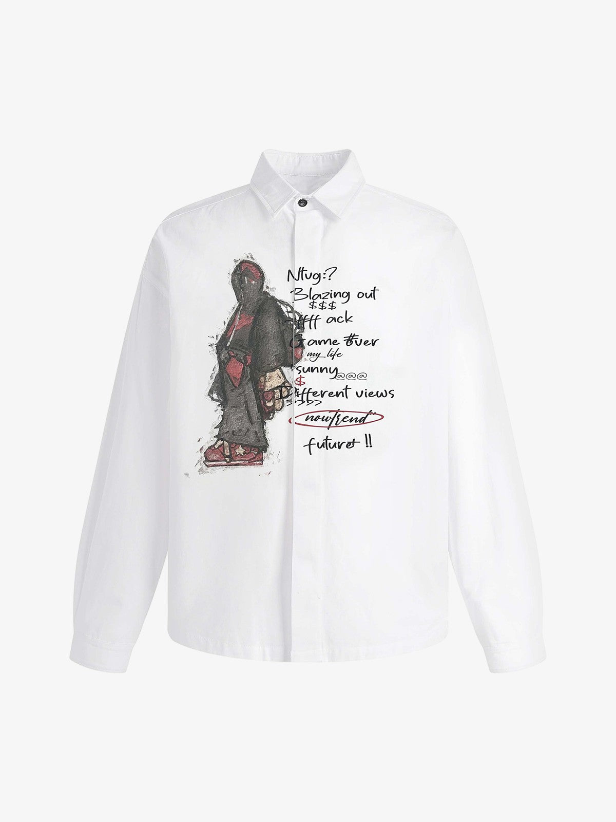 Graphic Portrait Print Long-Sleeve Shirt