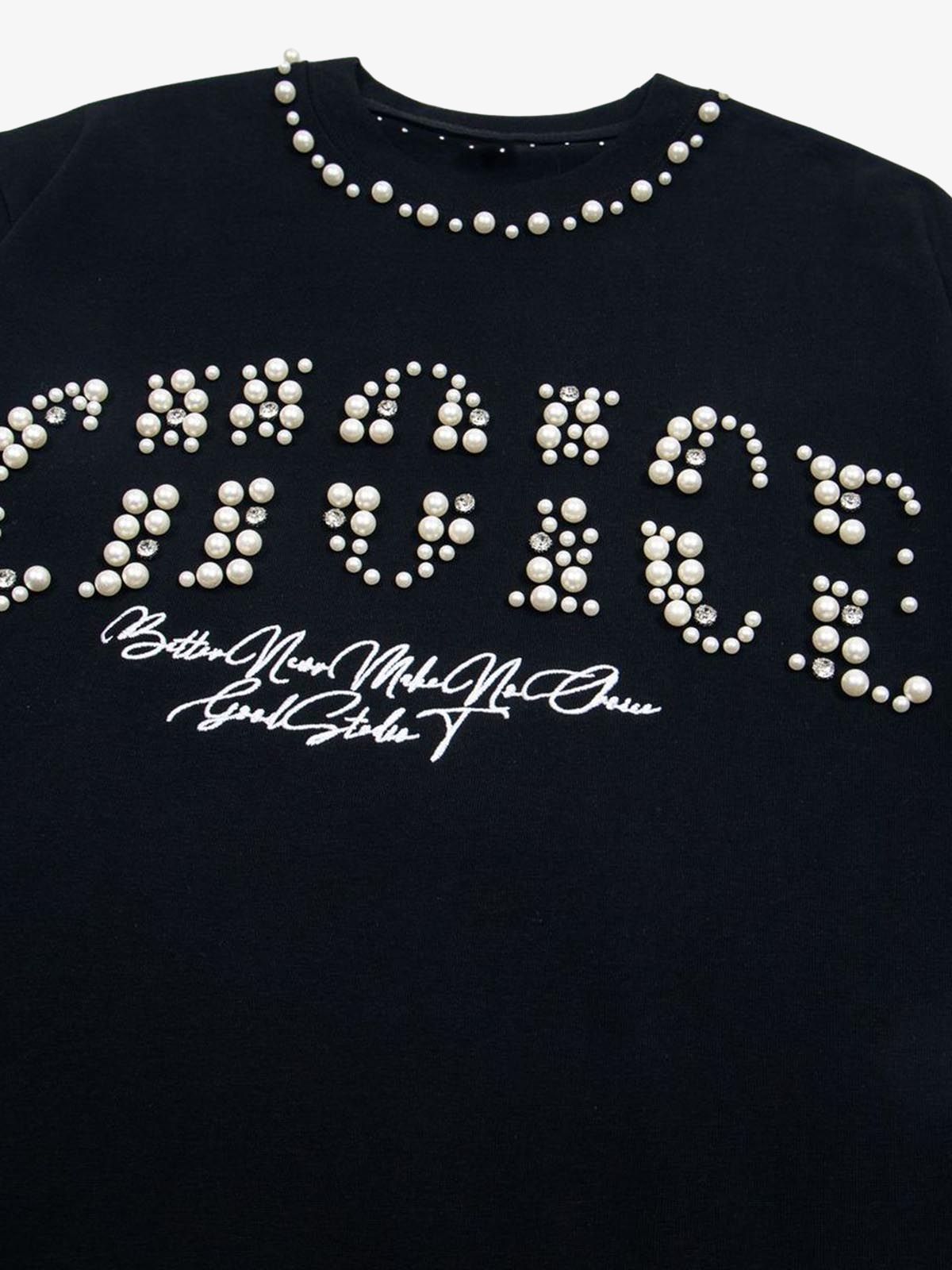 Camiseta Elegant Pearl-Embellished Oversized