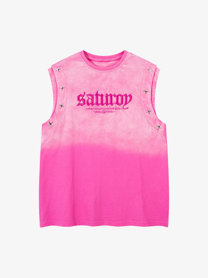 Gradient Embroidered Stars Tank Top - 2461