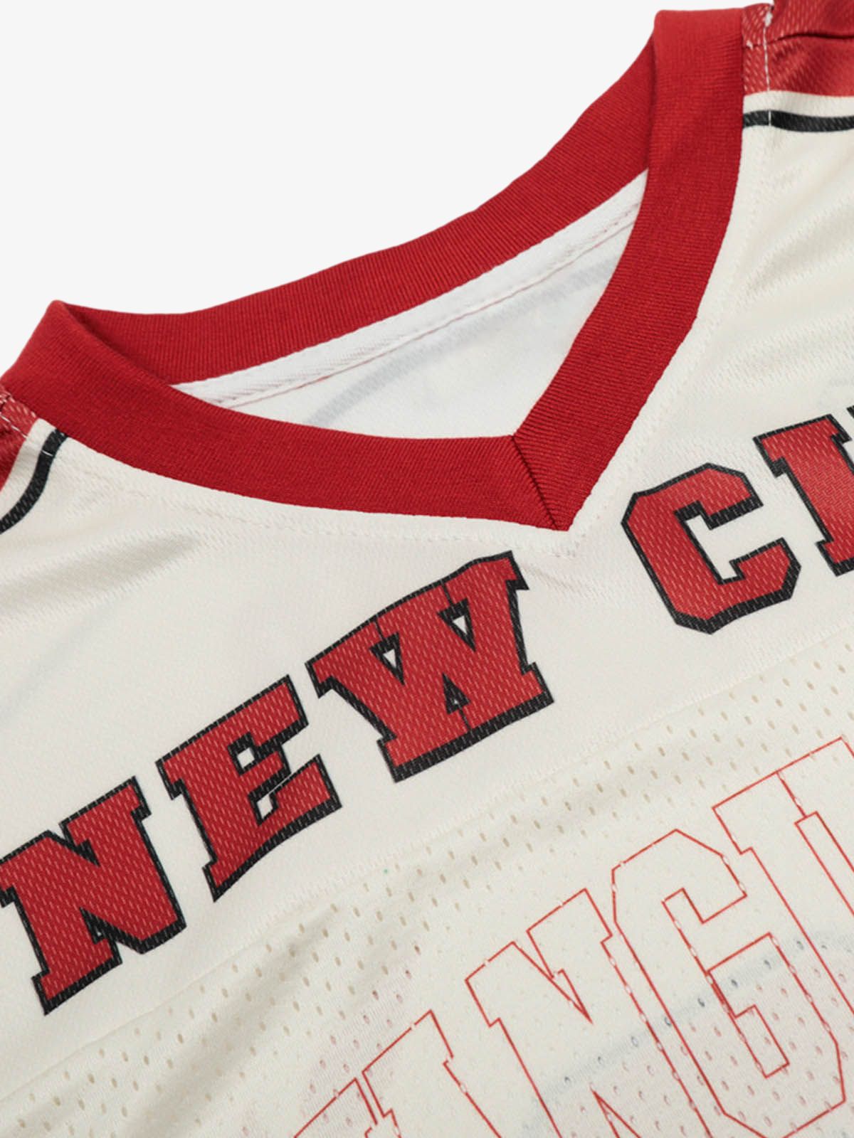 Patchwork Mesh letter Print Jersey T-Shirt