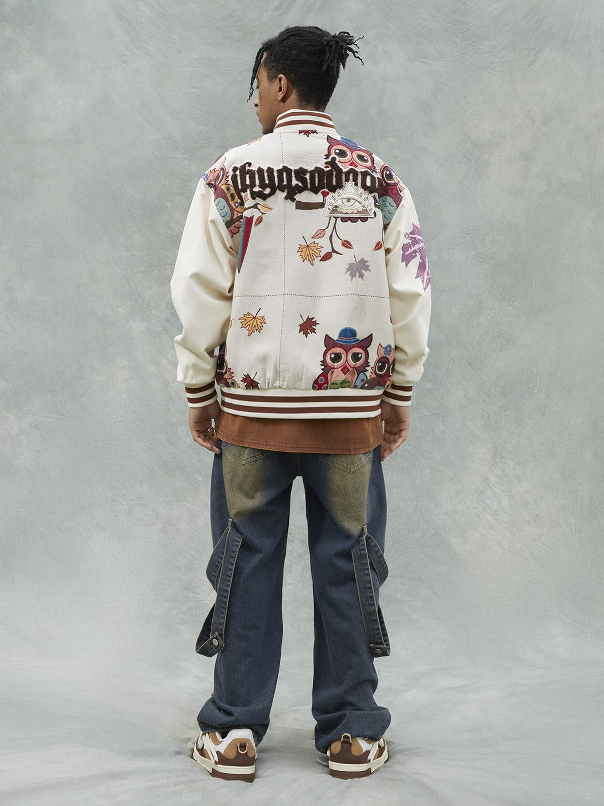 Jaqueta Owl Patch College Baseball Jersey