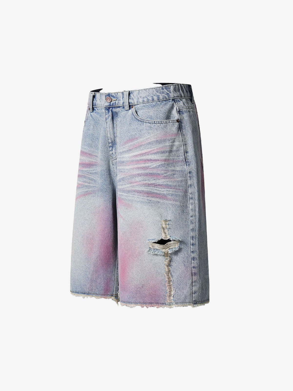 Shorts Distressed Tie-Dye Denim