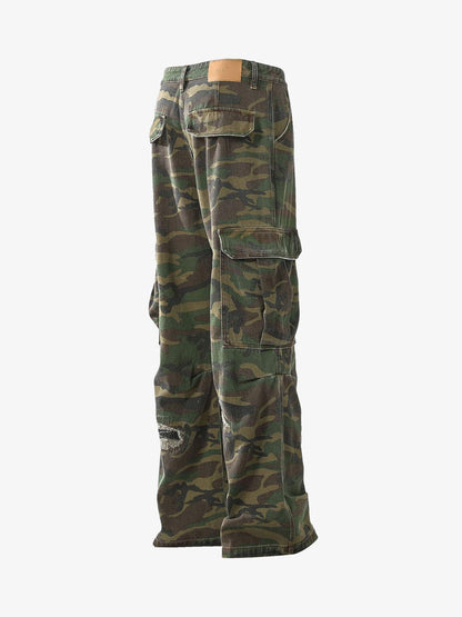 Calça Cargo Camouflage Flared