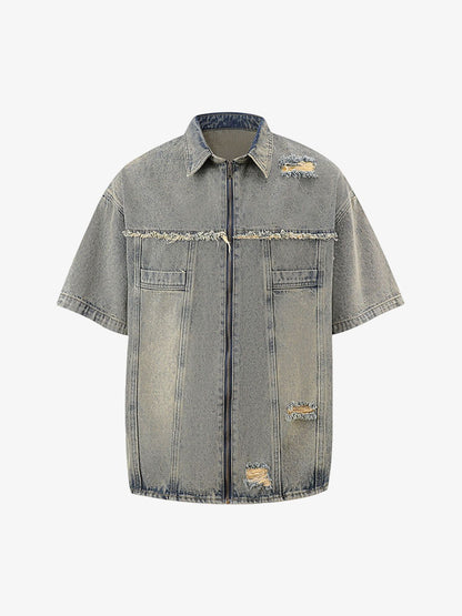 Distressed Ripped Denim Suit - 2460