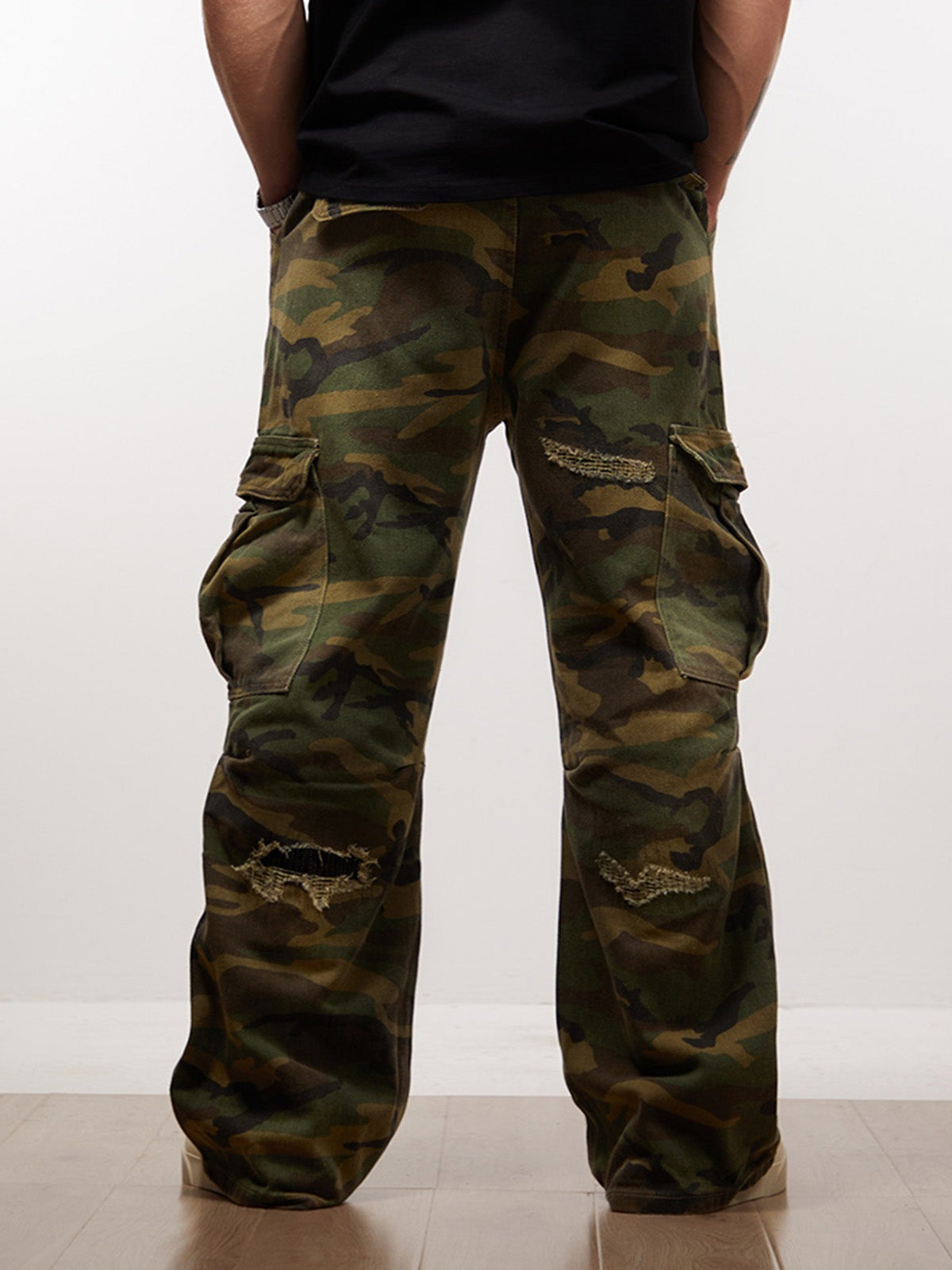 Calça Cargo Camouflage Flared