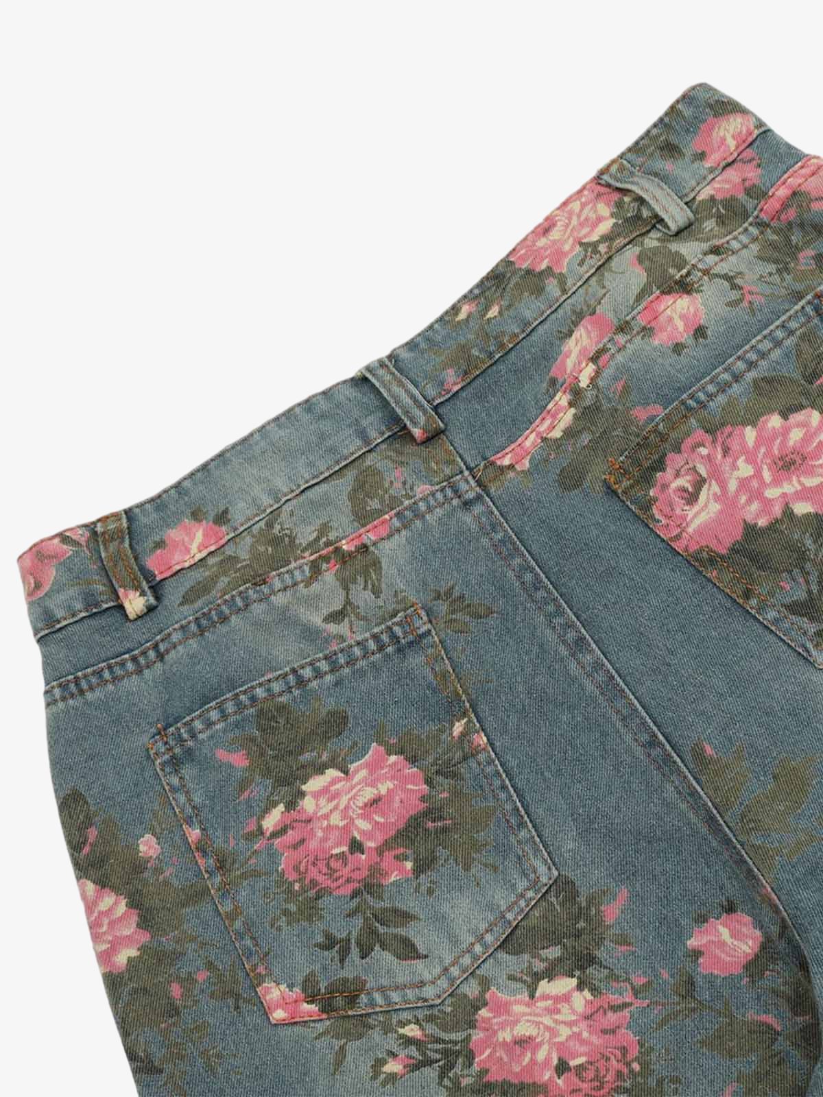 Calça Floral Rose Straight