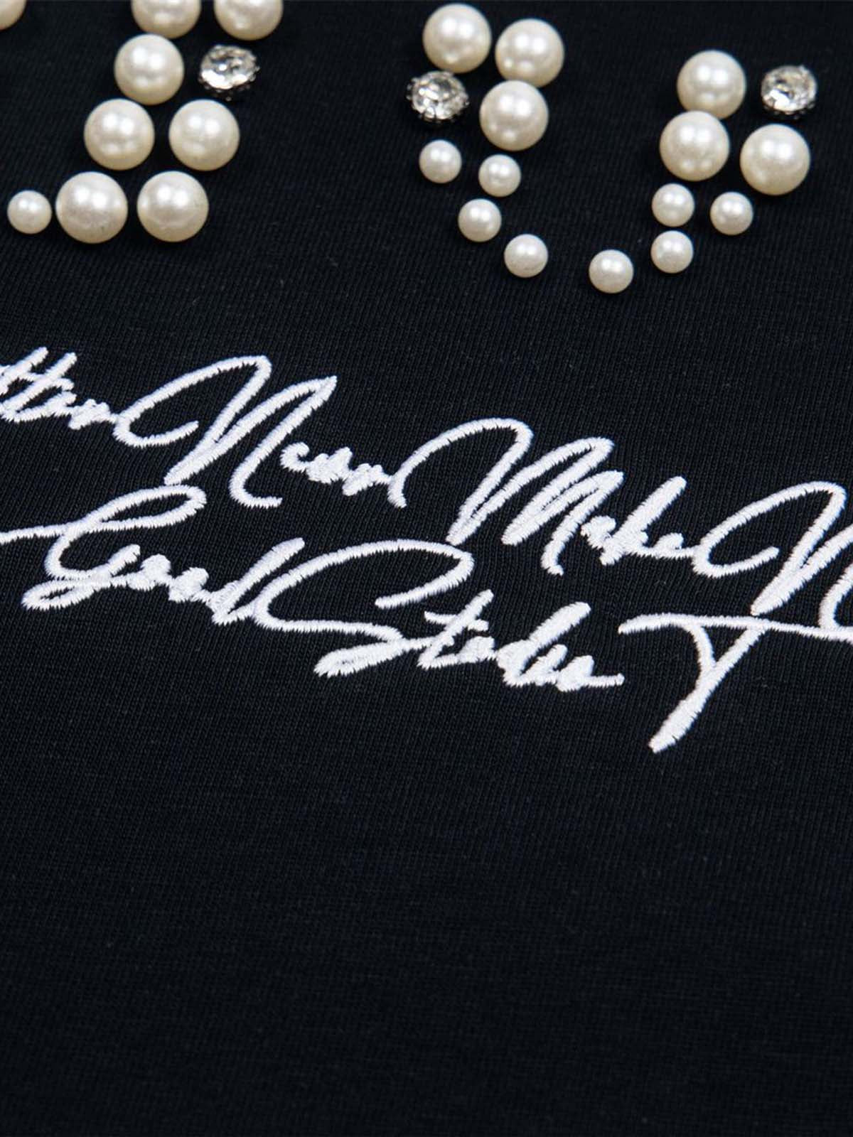 Camiseta Elegant Pearl-Embellished Oversized