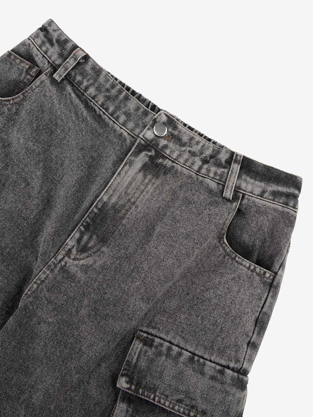 Calça Street Stitching Cargo Washed Jeans