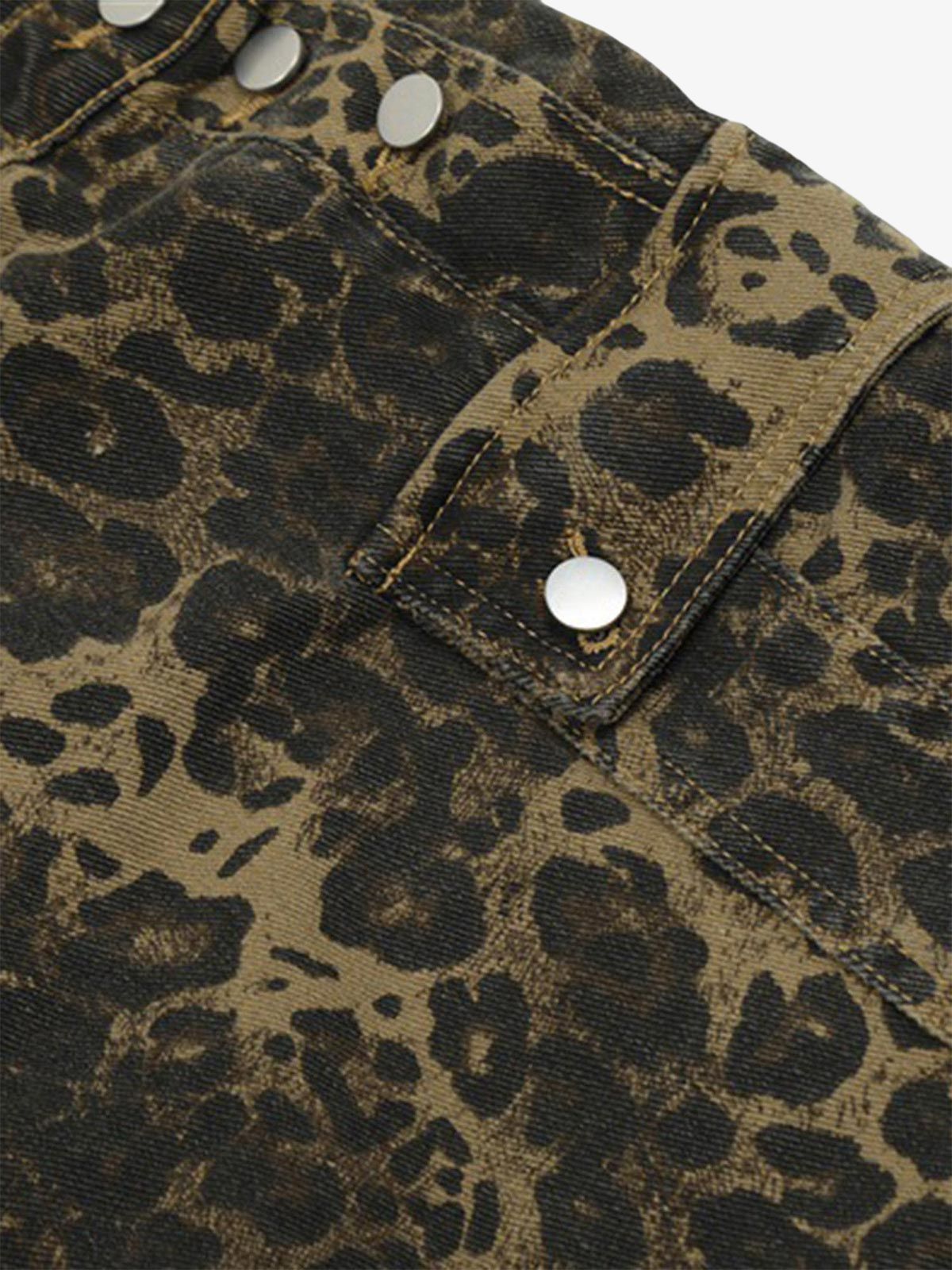 Macacão Leopard Print Street Style Workwear