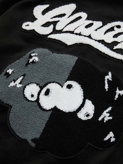 Jaqueta College Pink Terry Patch Baseball Jersey