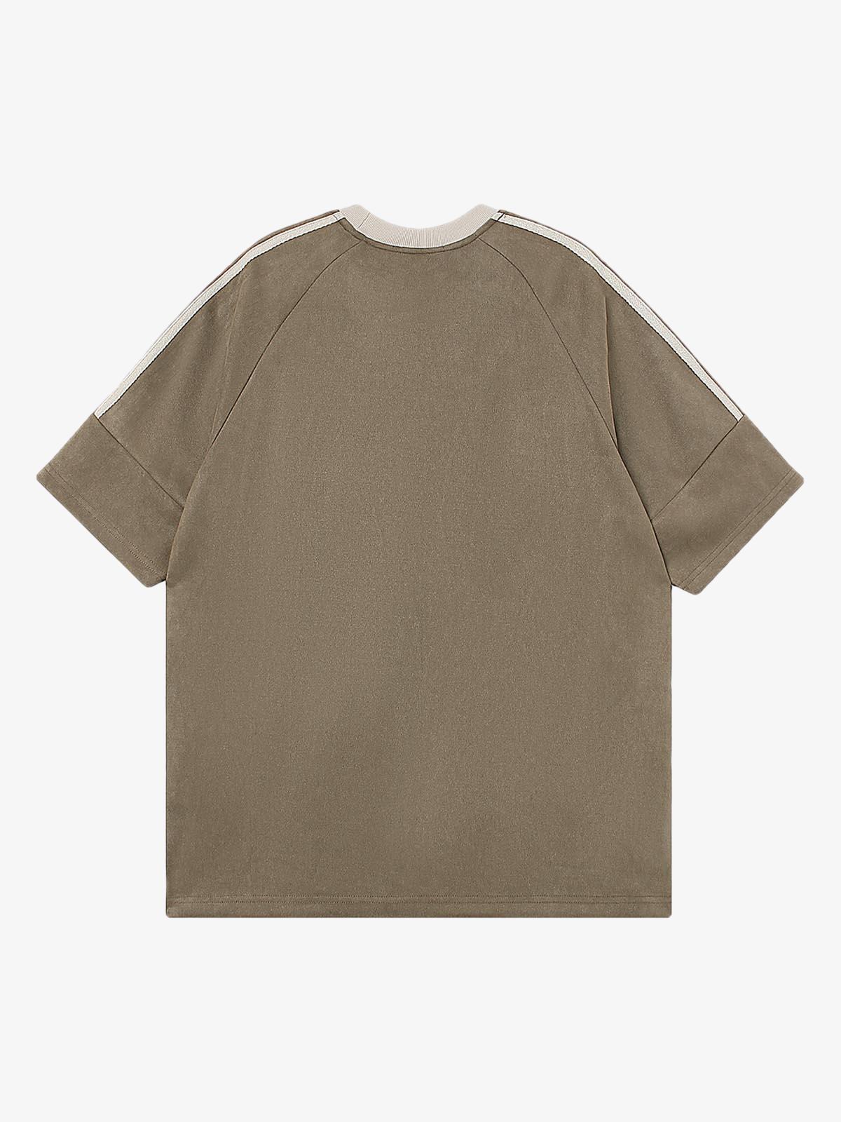 Camiseta Suede Contrast Spliced Oversize