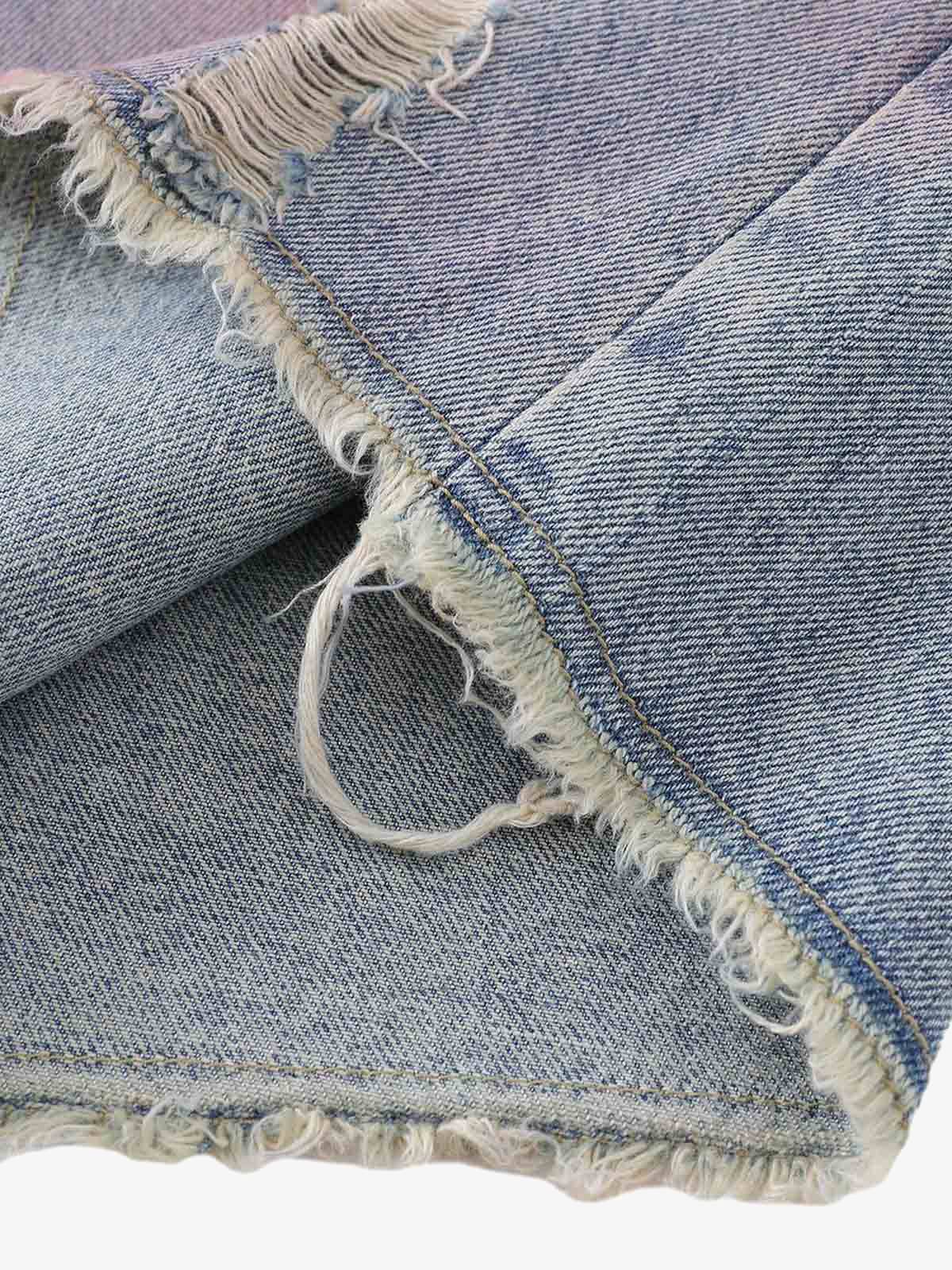 Shorts Distressed Tie-Dye Denim