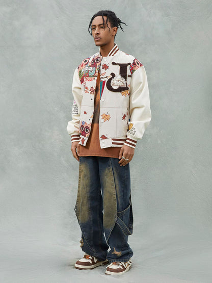 Jaqueta Owl Patch College Baseball Jersey