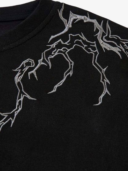 Thorn Embroidery Suede T-Shirt