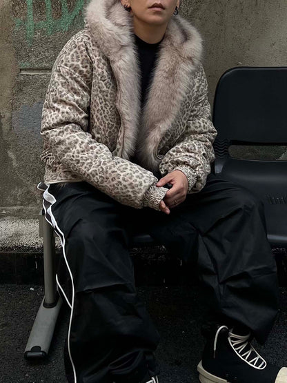 Cheetah Print Mink Fur Hooded Jacket - 2270