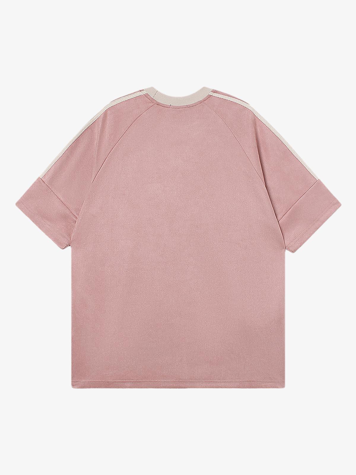 Camiseta Suede Contrast Spliced Oversize