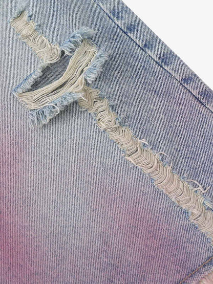 Shorts Distressed Tie-Dye Denim