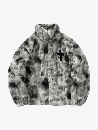 Jaqueta Heavy-Duty Faux Lambswool Tie-Dye Urban