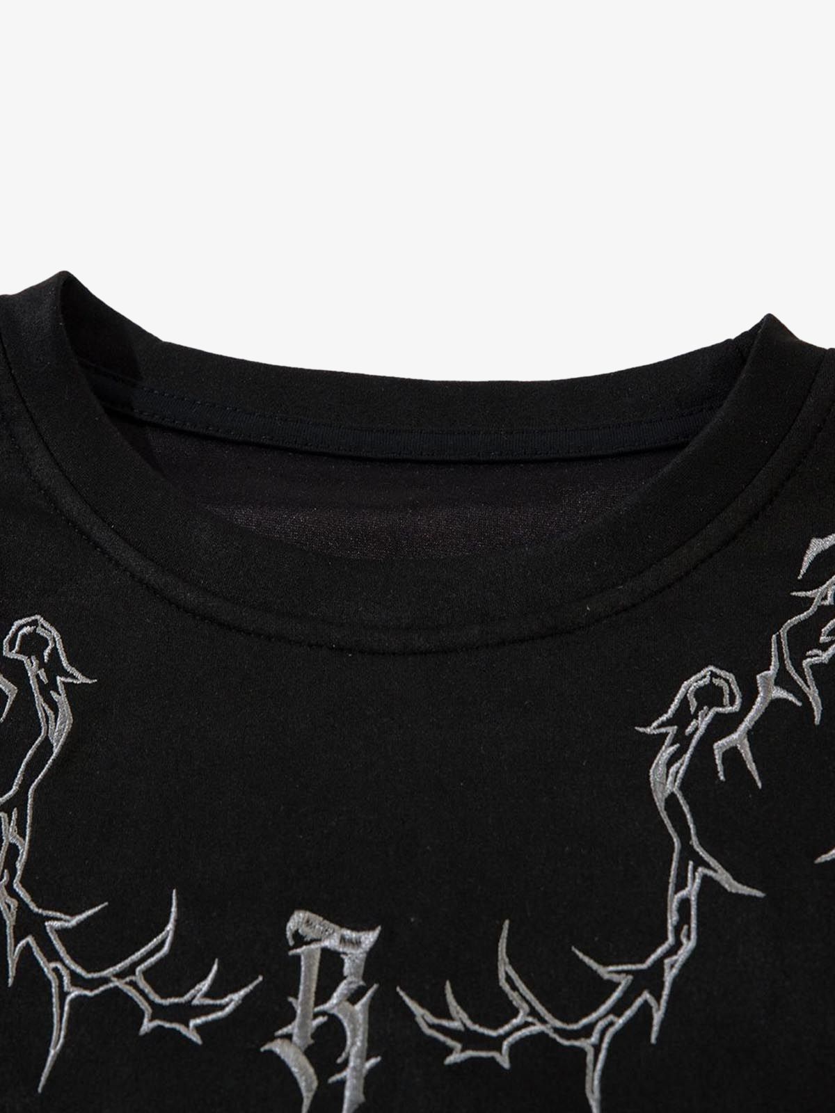Thorn Embroidery Suede T-Shirt