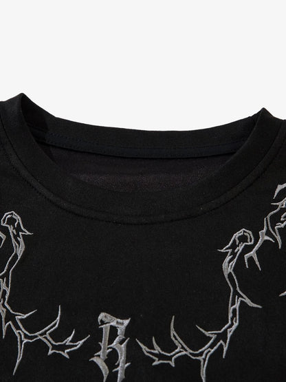 Thorn Embroidery Suede T-Shirt