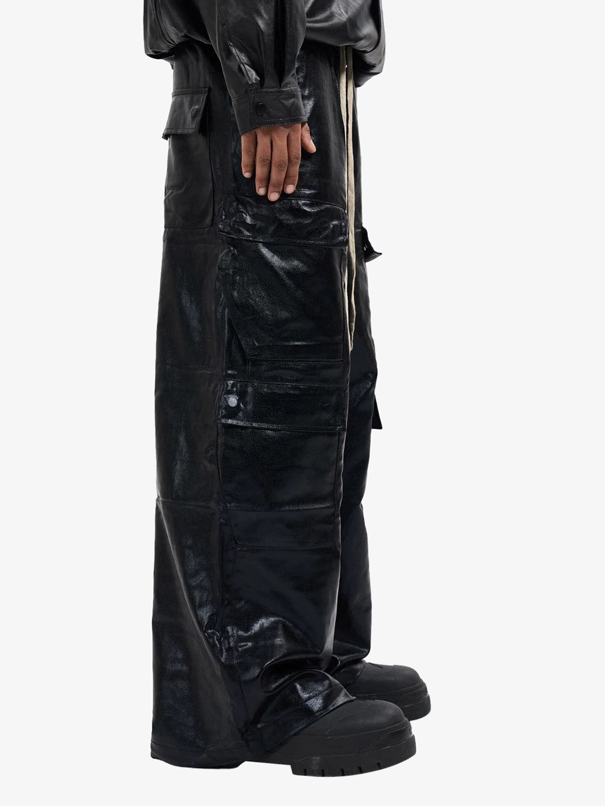 RO-style multi-pocket matte coated overalls - 2094