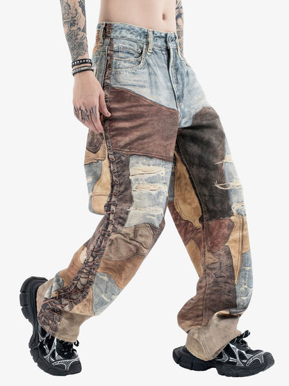 Thesupermade High Street Distressed Washed Printed Jeans - 2246