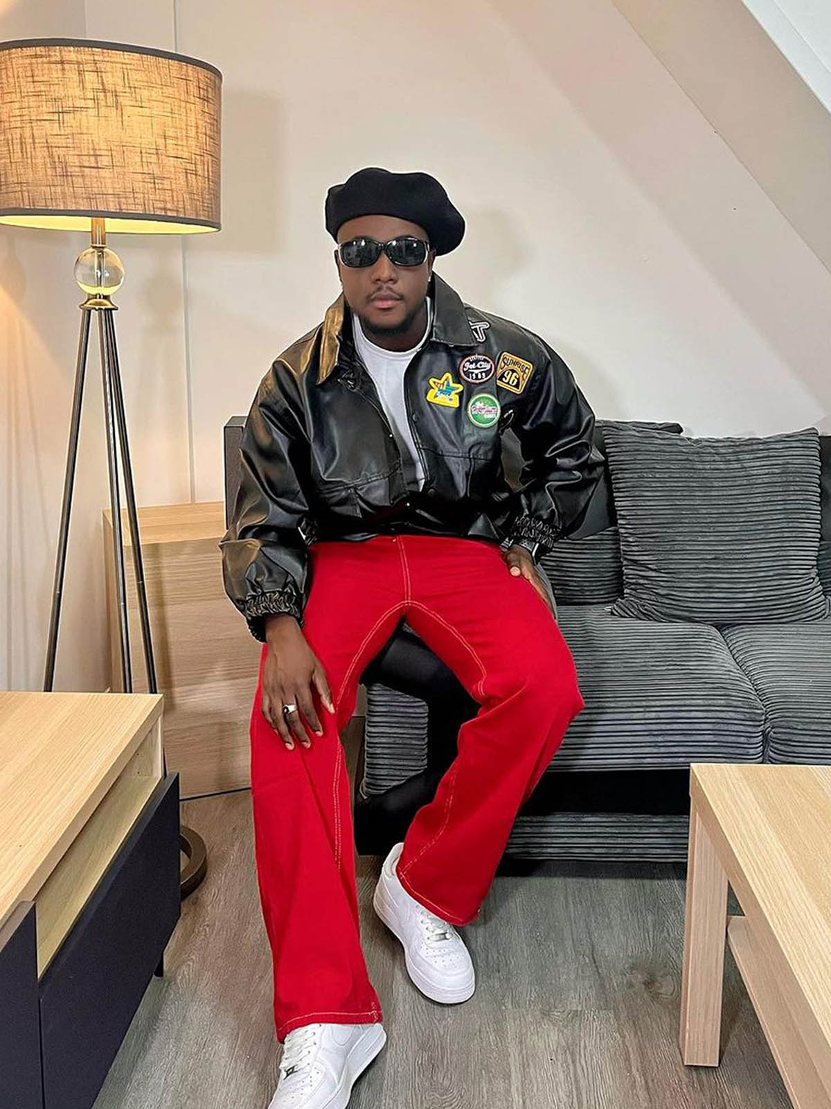 Calça Solid Color Casual Jeans Red