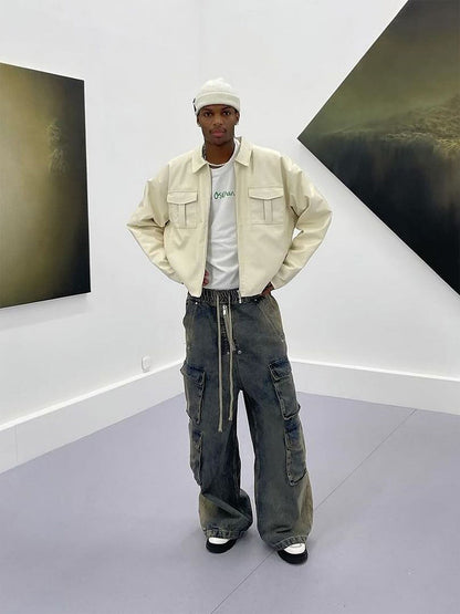 Calça Wide Leg Mult Cargo Jeans