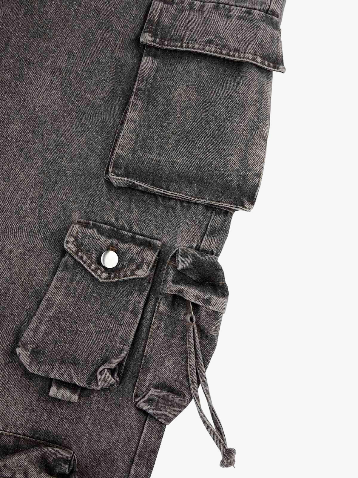 Calça Street Stitching Cargo Washed Jeans