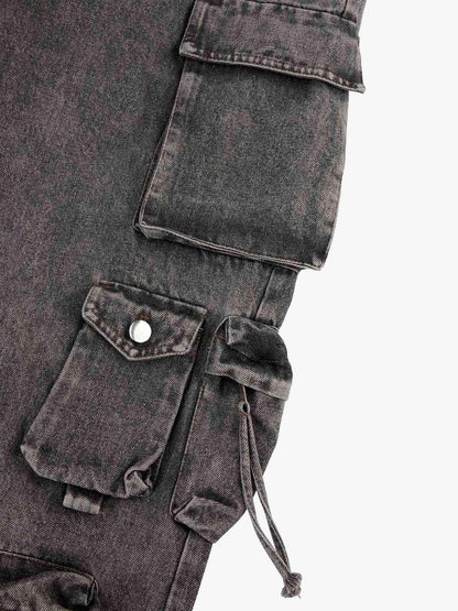 Calça Street Stitching Cargo Washed Jeans