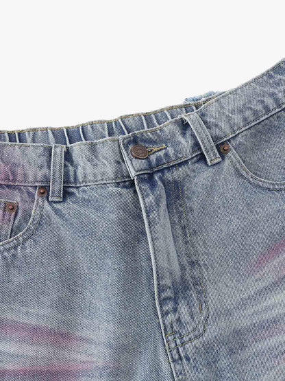 Shorts Distressed Tie-Dye Denim