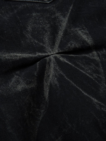 Calça Heavy Washed Distressed Pleated Baggy Jeans