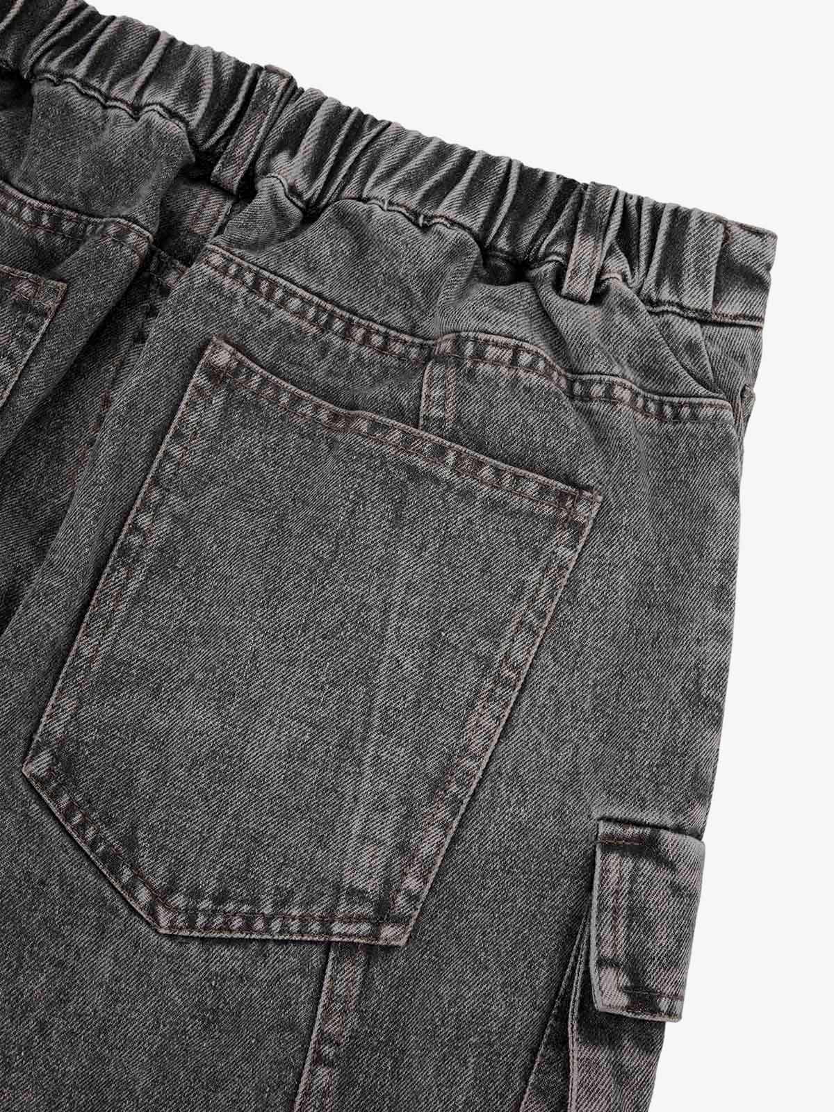 Calça Street Stitching Cargo Washed Jeans