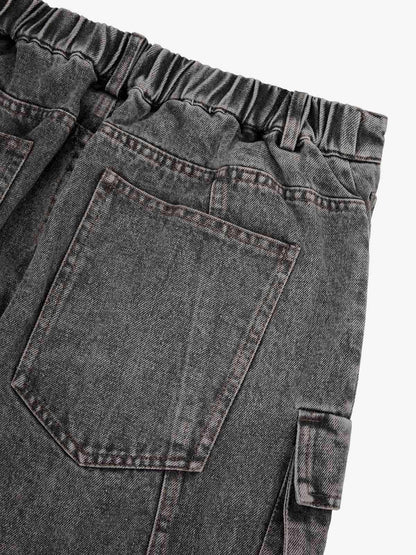 Calça Street Stitching Cargo Washed Jeans