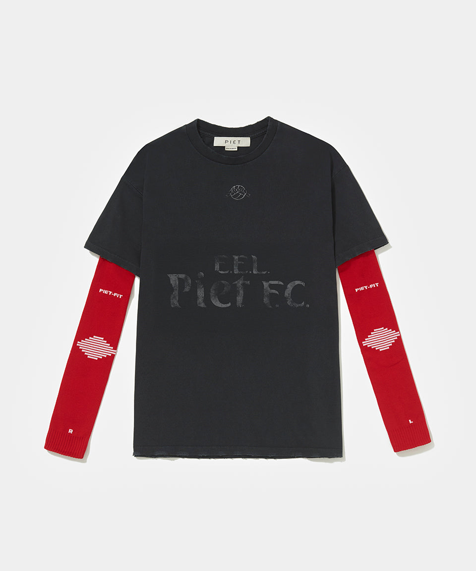 PIET F.C. Knitted Sleeve T-shirt Vintage Black