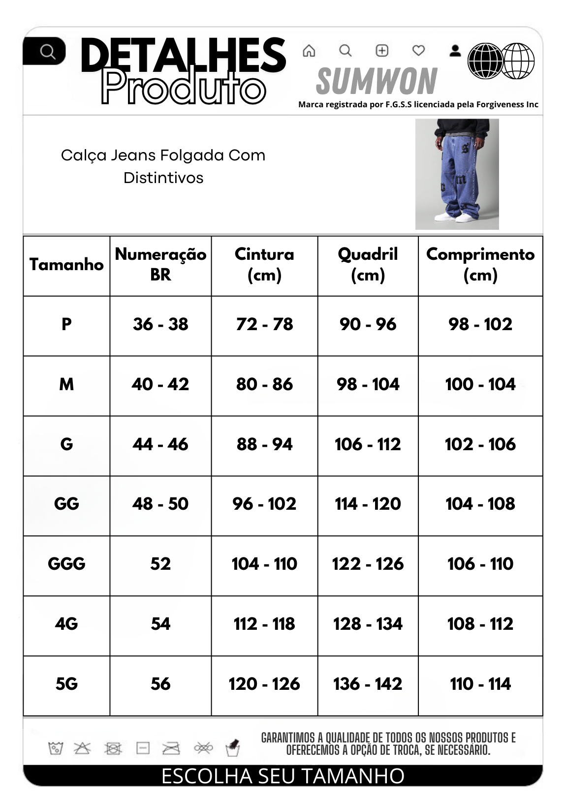Calça Jeans Folgada Com Distintivos